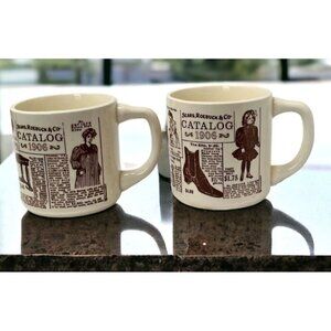 Sears Catalog Coffee Mug Cup Set Lot Vintage 1906 Advertising Ceramic Brown Gift